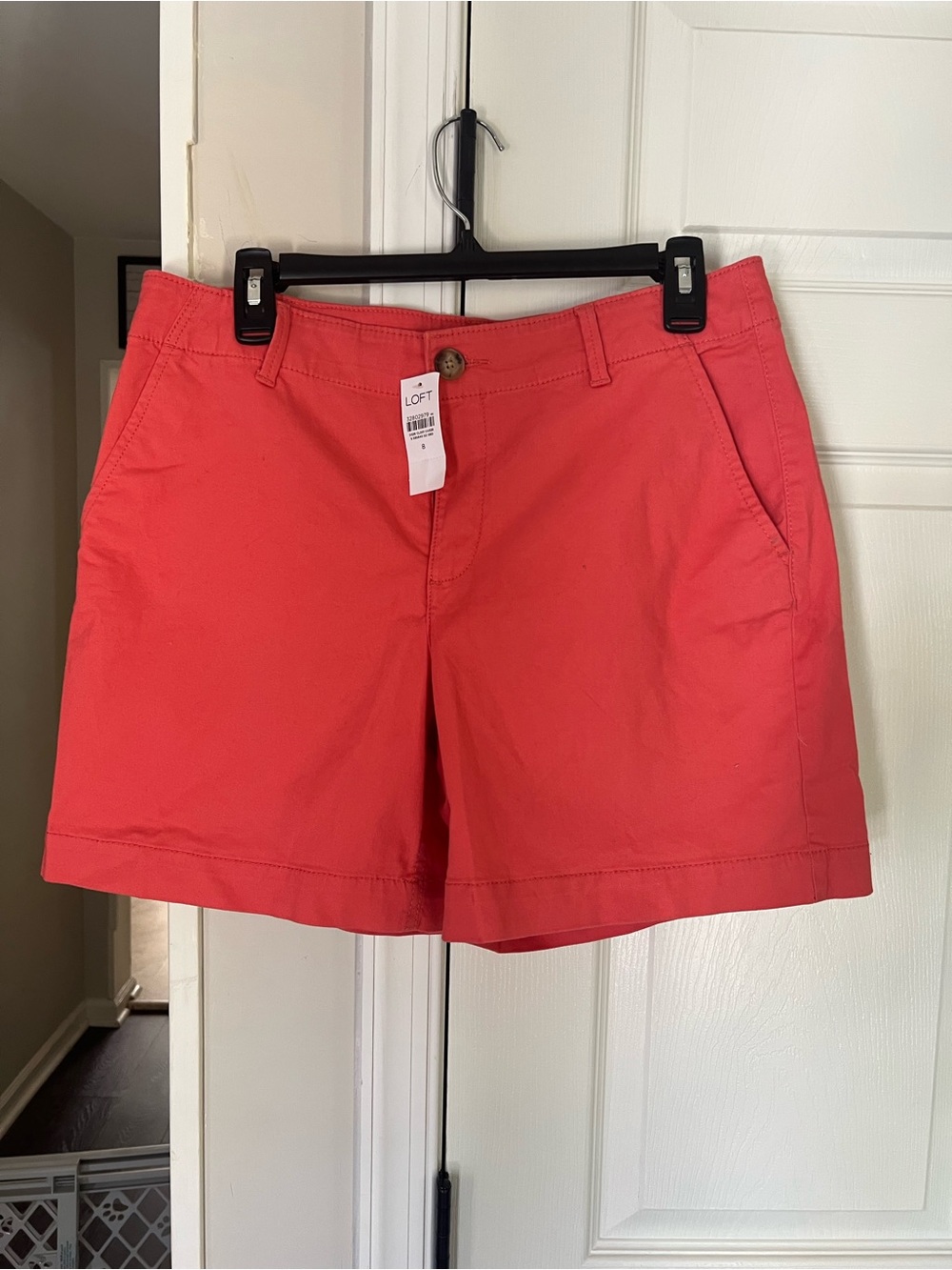 LOFT Coral-Pink Red Orange Chino Twill 6 inch Shorts NWT Women Size 8